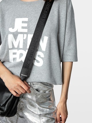 Correa para bolso Zadig - Correa ajustable efecto nylon con acabado en cuero y firmas de alas.