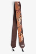 Zadig Shoulder Strap - Women's shoulder strap in brown leather with island motifs