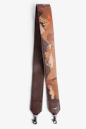 Zadig Shoulder Strap - Women's shoulder strap in brown leather with island motifs