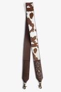Zadig Shoulder Strap - Women’s shoulder strap in brown-and-white pony-effect leather with studs