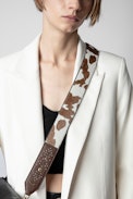 Zadig Shoulder Strap - Women’s shoulder strap in brown-and-white pony-effect leather with studs