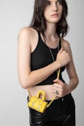 Sunny #2 Lucky Charm Bag - Women’s yellow smooth leather lucky charm key ring.