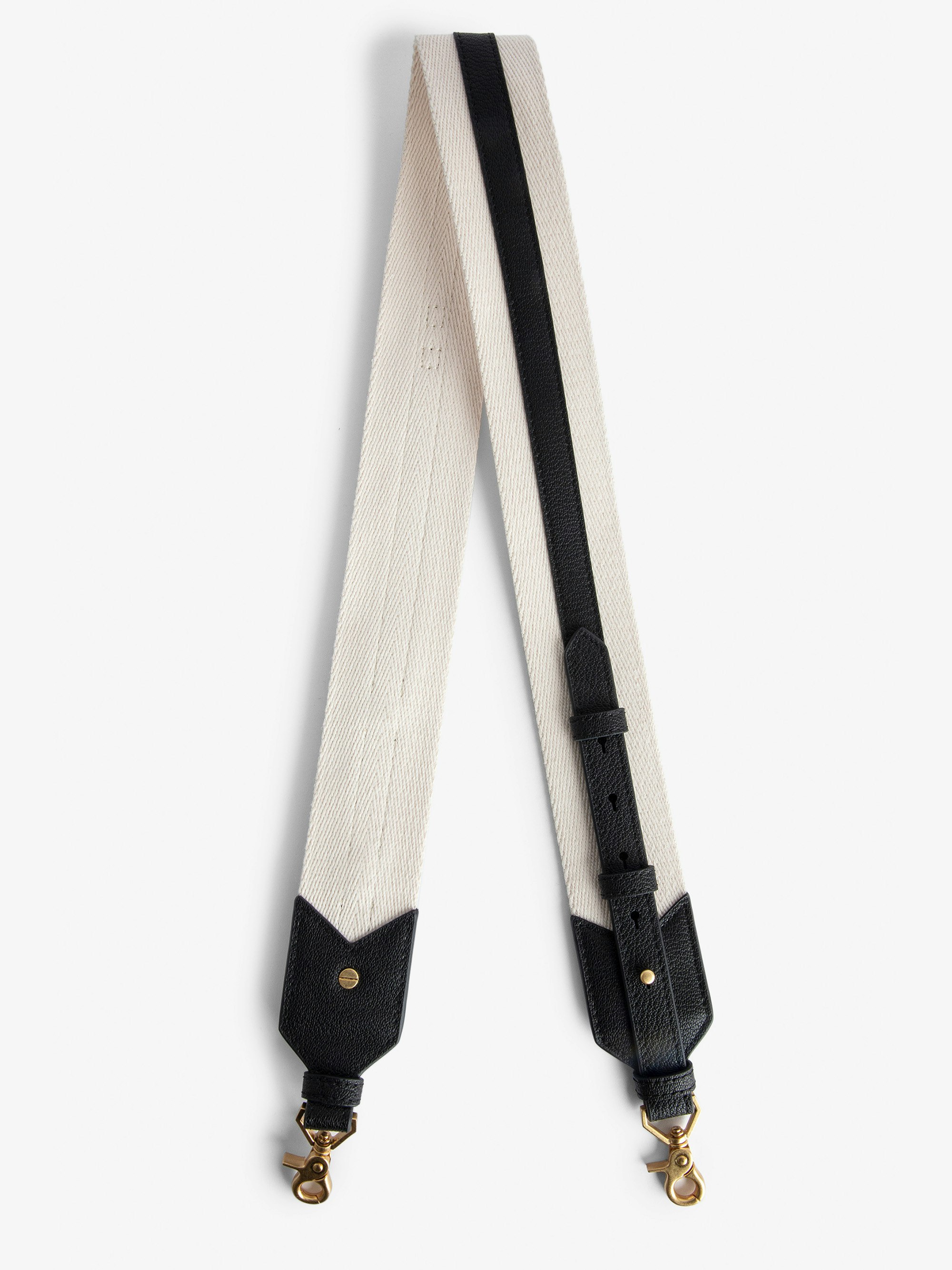 Adjustable Shoulder Strap - Adjustable ecru canvas shoulder strap with black leather panels.
