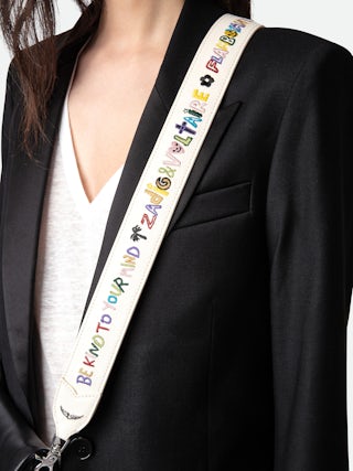 Bandoulière - Bandoulière en cuir grainé orné de customisations créées par Humberto Cruz.