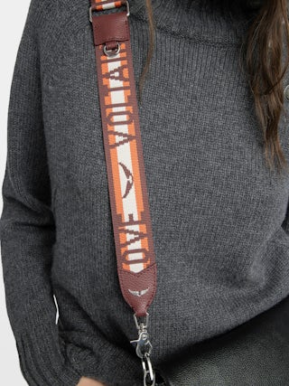 Schultergurt Zadig - Verstellbarer Schultergurt mit Nylon-Effekt und Lederfinish mit Flügel-Signaturen.