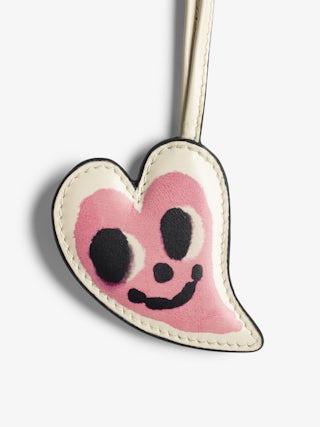 Charms Grigri Heart - Vintage-effect patent leather grigri charm with print, designed to be attached to a bag, for example.