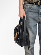Portachiavi Skull - Charm grigri in pelle liscia a forma di scheletro da appendere ad una borsa, per esempio.