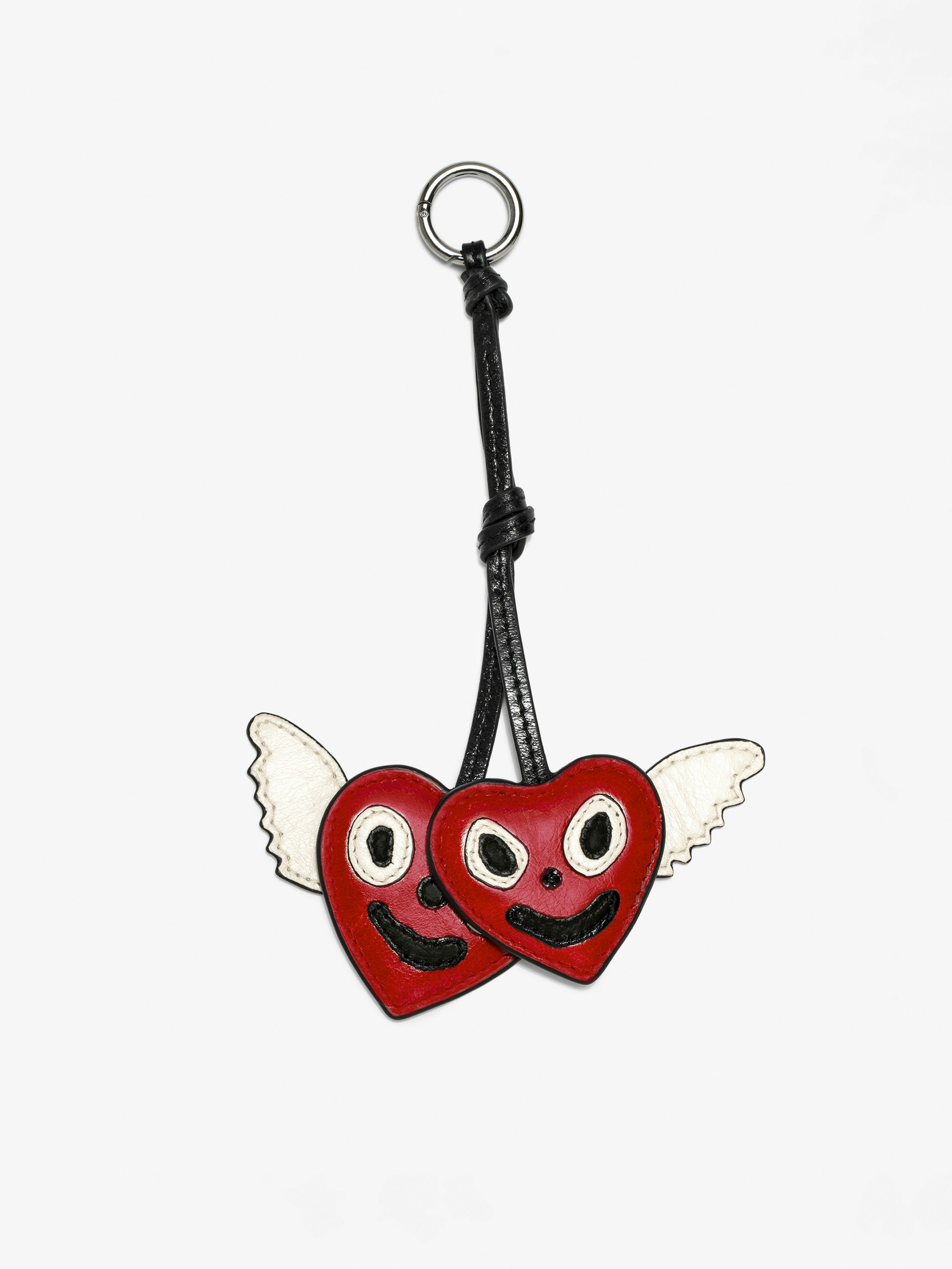 Porte-Clés Love Cherry Vintage - Charms grigri en cuir vernis effet inspiré vintage, en forme de cerises à accrocher sur un sac par exemple.