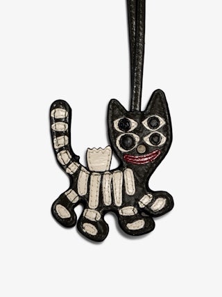 Tiger Keyring - Vintage-inspired leather tiger grigri charm, to hang on a bag for example.