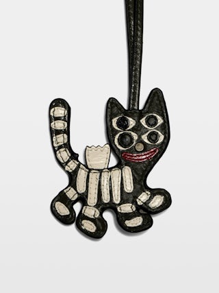 Tiger Keyring - Vintage-inspired leather tiger grigri charm, to hang on a bag for example.