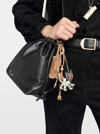 Tiger Keyring - Vintage-inspired leather tiger grigri charm, to hang on a bag for example.