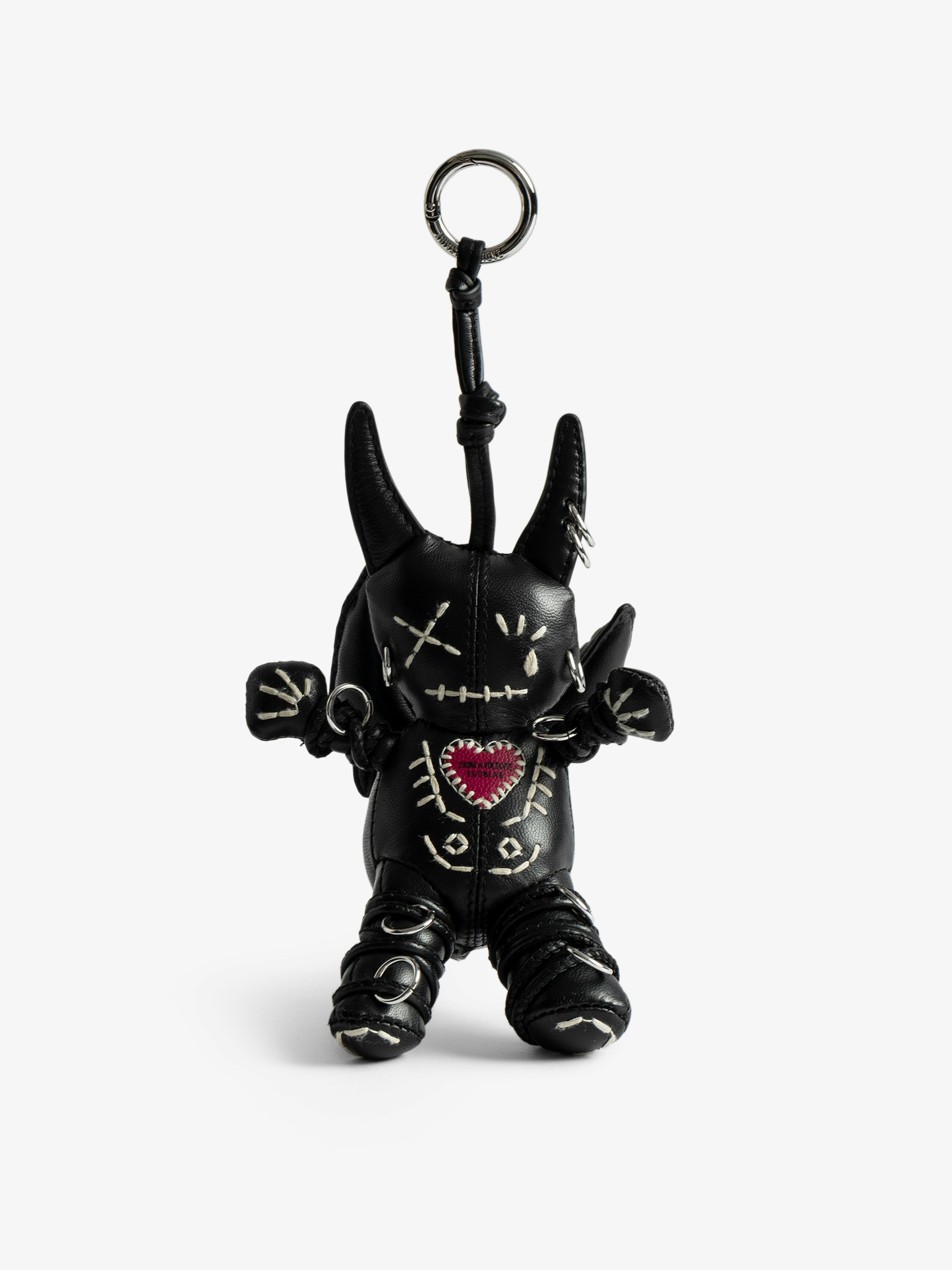 Portachiavi Voodoo Devil - Charm portafortuna in pelle verniciata effetto vintage ispirato, da appendere a una borsa ad esempio.