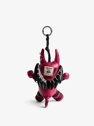 Voodoo Devil Keyring - Vintage-effect patent leather grigri charm in cherry shape to attach to a bag.
