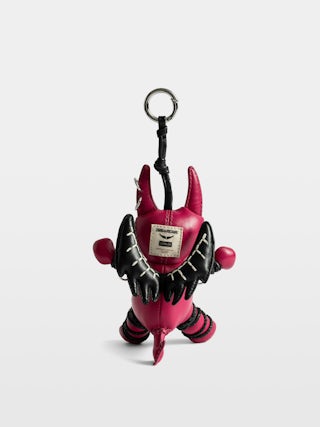 Voodoo Devil Keyring - Vintage-effect patent leather grigri charm to attach to a bag.
