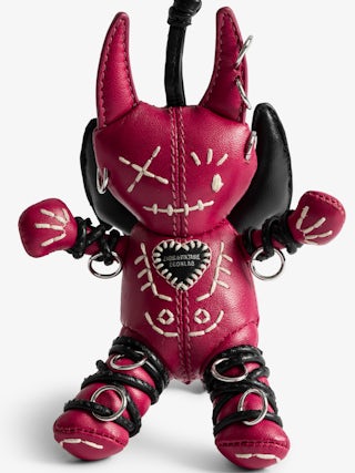 Voodoo Devil Keyring - Vintage-effect patent leather grigri charm in cherry shape to attach to a bag.