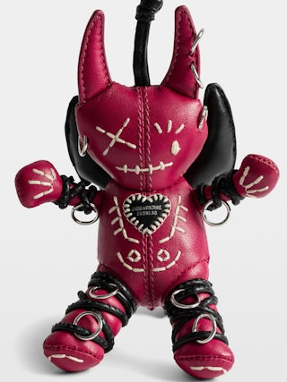Voodoo Devil Keyring - Vintage-effect patent leather grigri charm to attach to a bag.