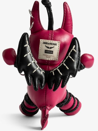 Voodoo Devil Keyring - Vintage-effect patent leather grigri charm in cherry shape to attach to a bag.