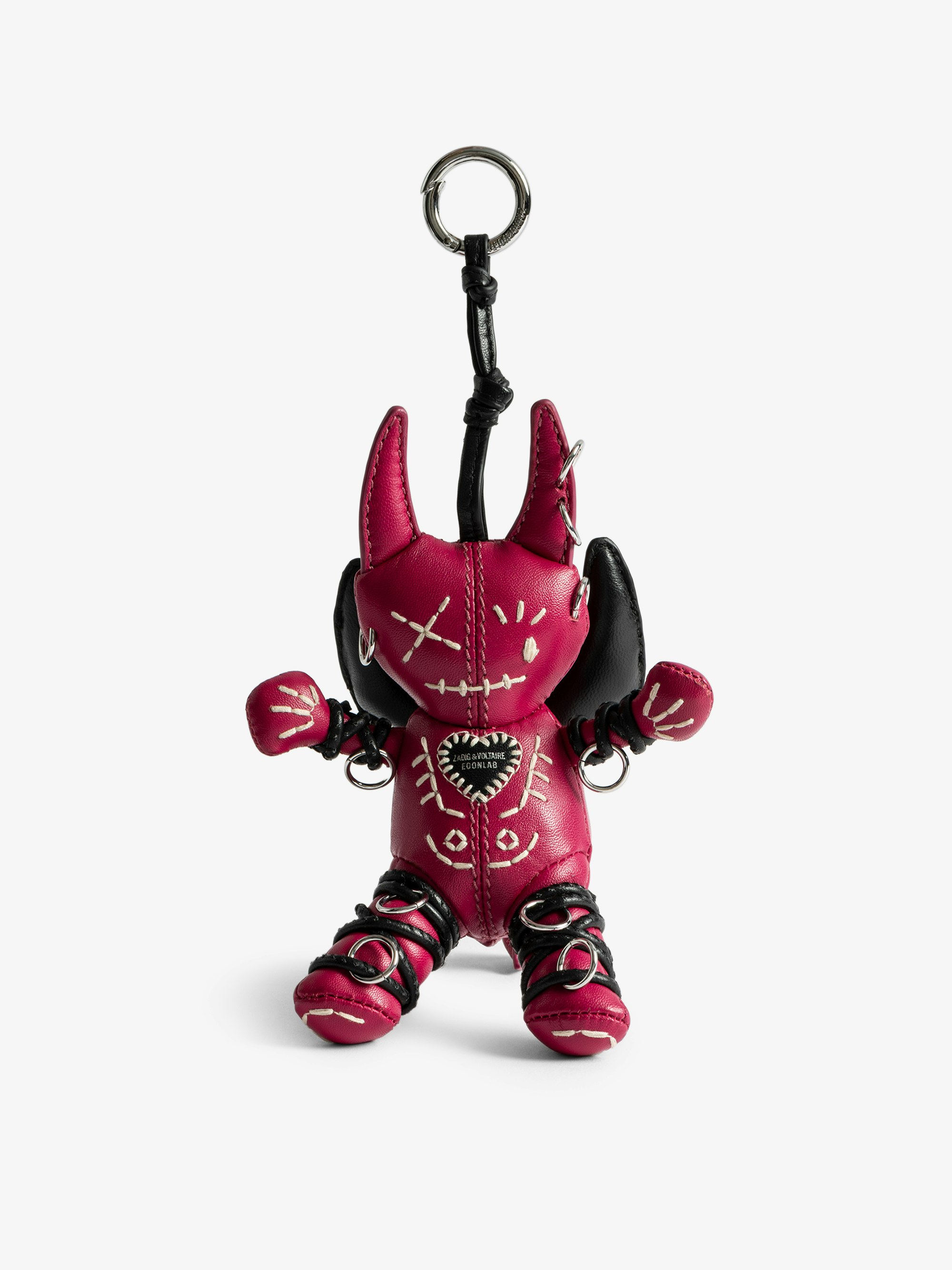Portachiavi Voodoo Devil - Charm grigri in pelle verniciata effetto vintage da appendere a una borsa.