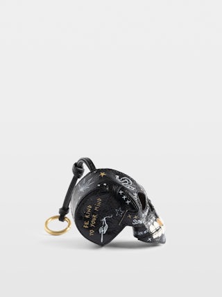 Big Skull Keyring - Skull keyring in leather with graffiti print.