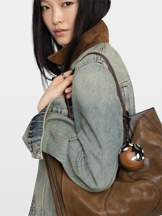 Keyring Chocolate Chou - Leather keyring, profiterole design.