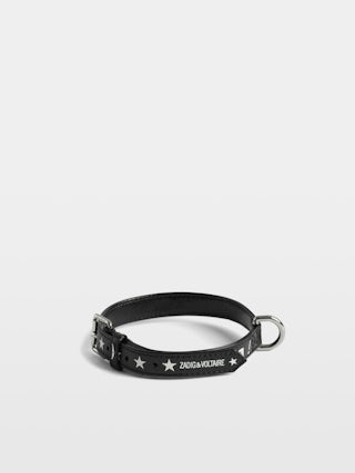 Zadog Collar - Vintage-effect leather dog collar with print.