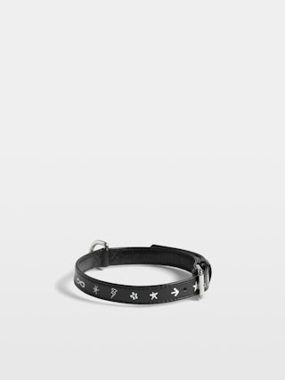 Zadog Collar - Vintage-effect leather dog collar with print.