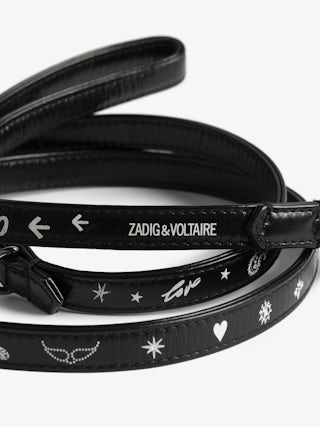 Zadog Lead - Dog lead in vintage-effect leather with print.