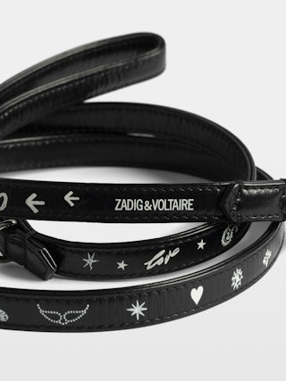 Zadog Lead - Dog lead in vintage-effect leather with print.