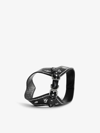 Zadog Harness - - Dog harness in vintage-effect leather with print.
