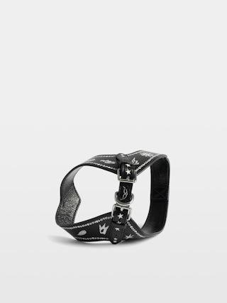 Zadog Harness - - Dog harness in vintage-effect leather with print.