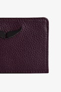 ZV Pass Kartenhalter - Kartenetui aus genarbtem Leder in Bordeaux mit Flügel-Charm für Damen.