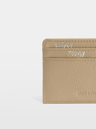 ZV Pass Cardholder - Card holder in grained leather adorned with rhinestone wings.