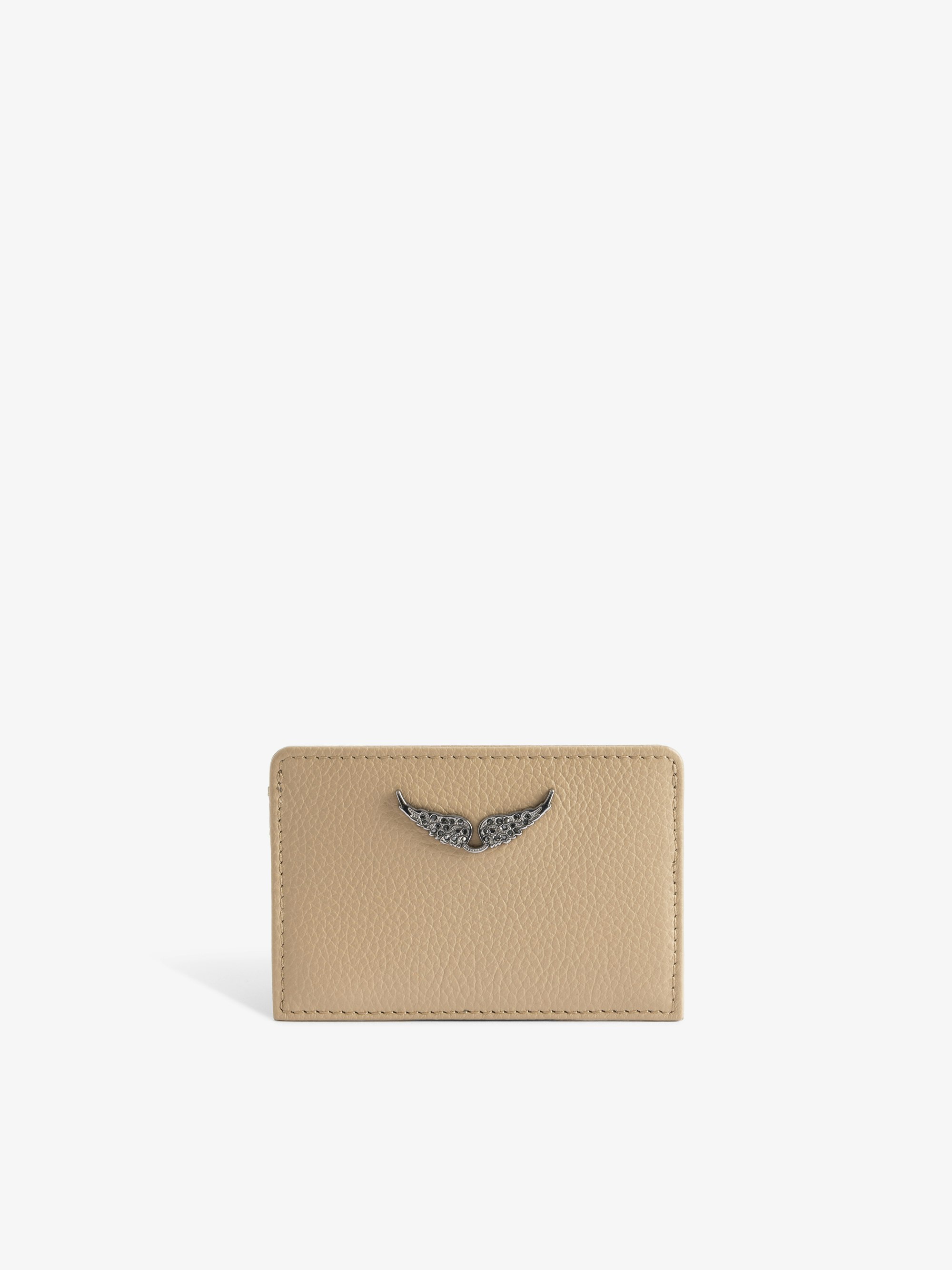 ZV Pass Cardholder - Card holder in grained leather adorned with rhinestone wings.