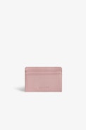 ZV Pass Card Holder - Pink grained leather card holder with diamanté wings charm.