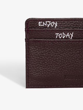 ZV Pass Cardholder - Cardholder in grained leather adorned with rhinestone wings.