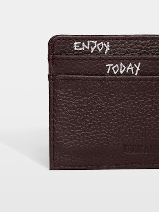 ZV Pass Cardholder - Cardholder in grained leather adorned with rhinestone wings.