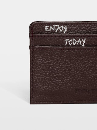 ZV Pass Cardholder - Cardholder in grained leather adorned with rhinestone wings.