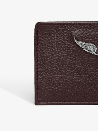 ZV Pass Cardholder - Cardholder in grained leather adorned with rhinestone wings.