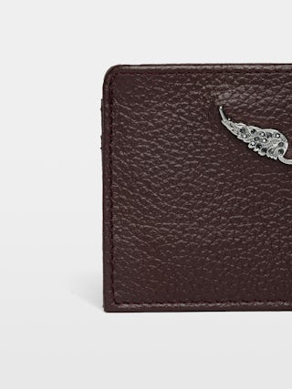 ZV Pass Cardholder - Cardholder in grained leather adorned with rhinestone wings.