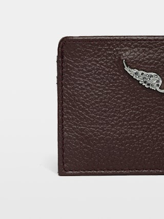 ZV Pass Cardholder - Cardholder in grained leather adorned with rhinestone wings.