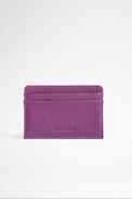 ZV Pass Card Holder - Women's fuchsia grained leather card holder.
