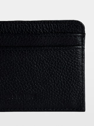 ZV Pass Cardholder - Card holder in grained leather adorned with rhinestone wings.