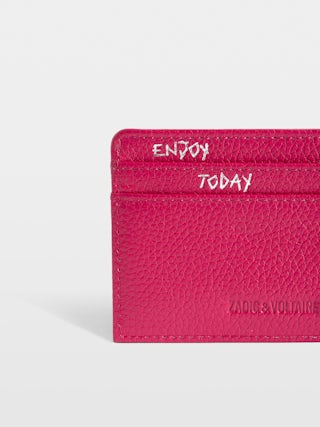 ZV Pass Cardholder - Grained leather card holder with diamanté wings charm.