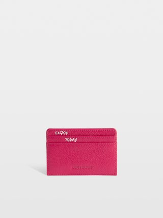 ZV Pass Cardholder - Grained leather card holder with diamanté wings charm.