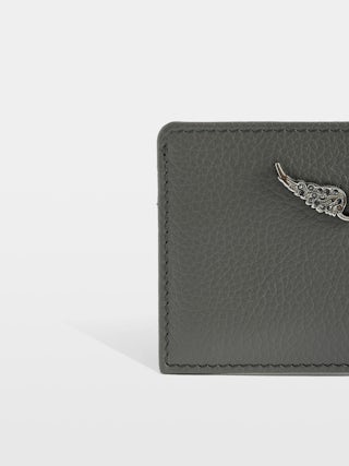 ZV Pass Cardholder - Card holder in grained leather adorned with rhinestone wings.