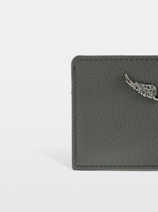 ZV Pass Cardholder - Card holder in grained leather adorned with rhinestone wings.