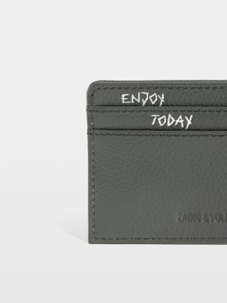 ZV Pass Cardholder - Card holder in grained leather adorned with rhinestone wings.