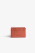 ZV Pass Card Holder - Women's card case in orange grained leather with 2 slots.