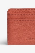 ZV Pass Card Holder - Women's card case in orange grained leather with 2 slots.