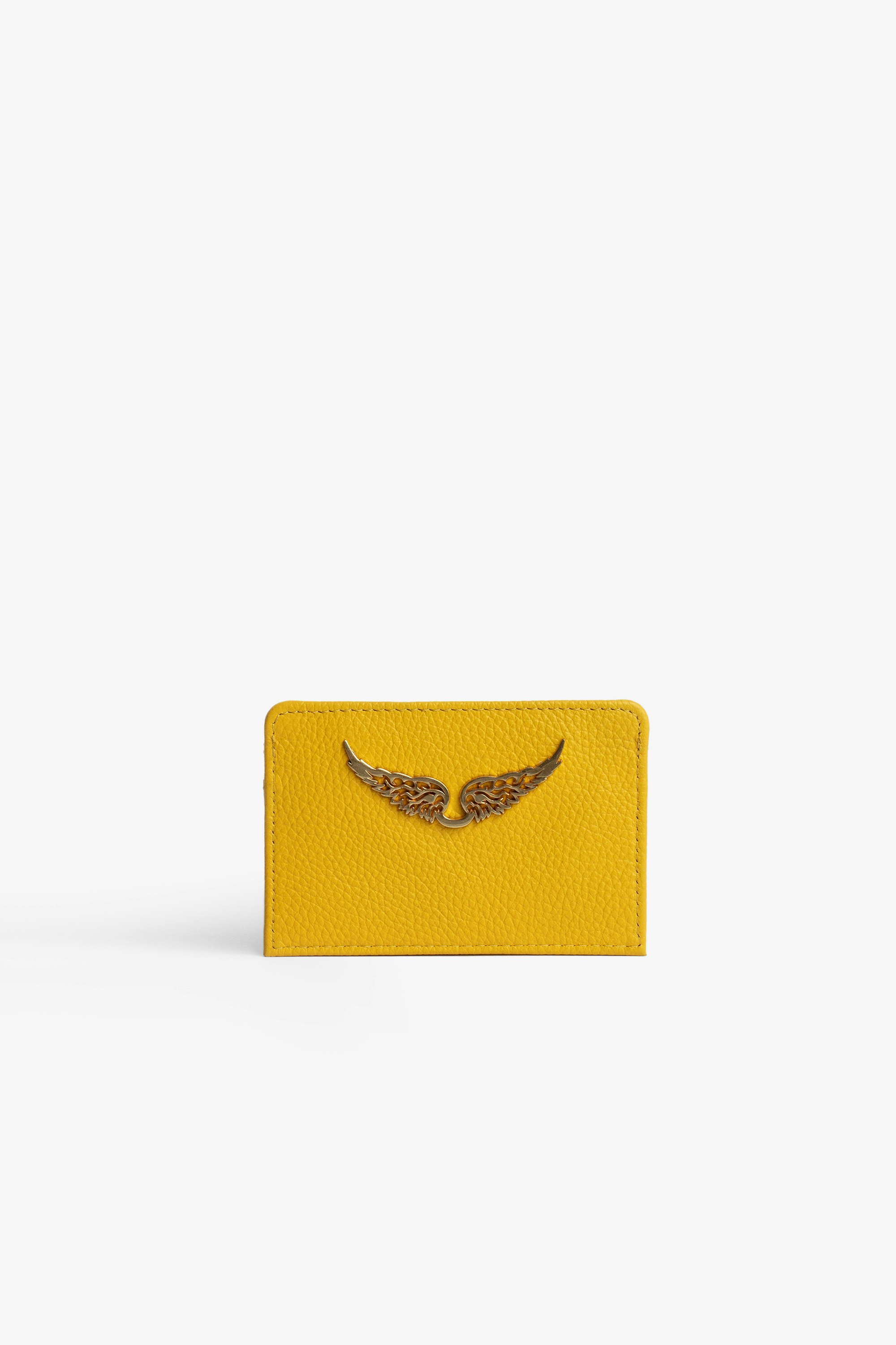 Porte-cartes ZV Pass Porte-Cartes en cuir grainé jaune femme